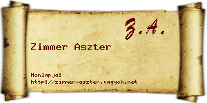 Zimmer Aszter névjegykártya